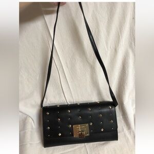 NWT $228 Michael Kors Women’s Tina Leather Shoulder Clutch Bag Black